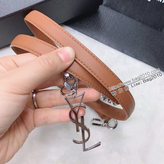 Saint Laurent女士皮帶 聖羅蘭YSL鏈條五金小牛皮腰帶  jjp2144